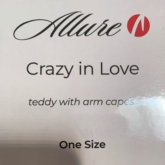 Allure Crazy in Love Black Teddy with Arm Capes ONE SIZE New With Tags - Picture 12 of 13